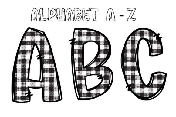 Alphabet Letters Doodle Christmas Black Illustrations