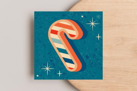 Christmas Candy Cane Greeting Card Illustration