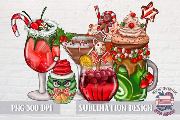 Christmas Cocktails Sublimation PNG for Website and Editorial Design