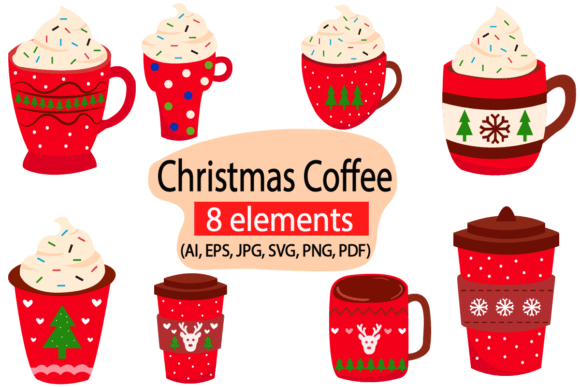 Christmas Coffee Illustration for Design Projects