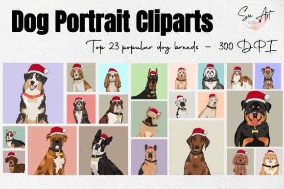 Christmas Dog Cliparts Xmas Dog Clipart Illustrations