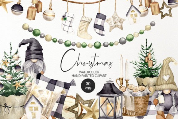 Christmas Farmhouse Ornament Clipart for Editorial and Web Design