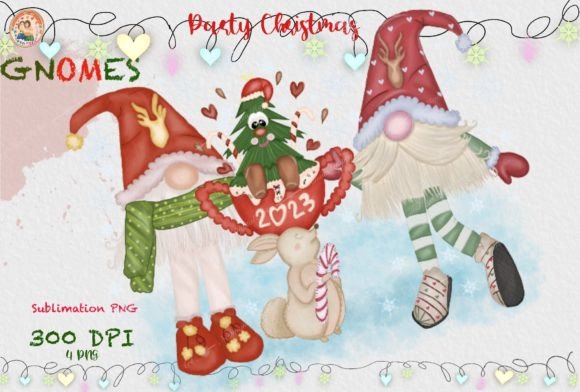 Christmas Gnomes Cup Sublimation Illustrations