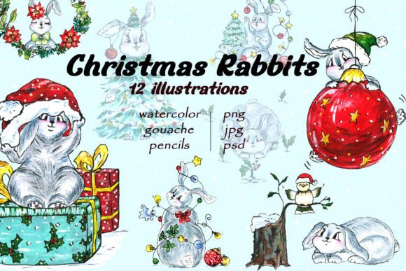 Christmas Rabbits 12 Illustrations Review for Crafters