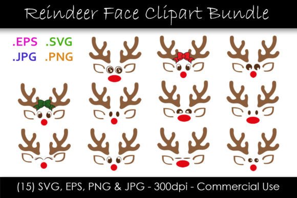 Christmas Reindeer Face Vector Graphics for Festive Illustrations