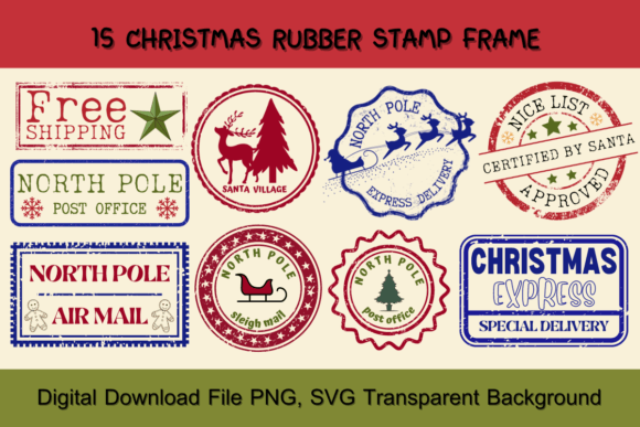 Christmas Rubber Stamp Illustrations for Crafting