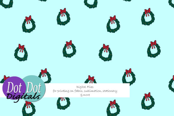 Christmas Wreaths Blue Seamless Repeat Illustrations