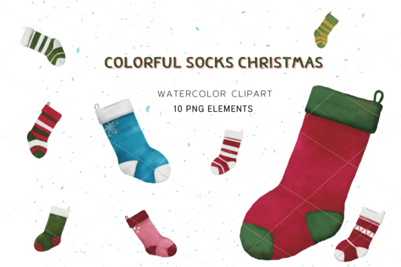 Colorful Socks Christmas Decorations Illustrations for Branding
