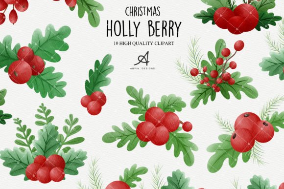 Holly Berry Christmas Clipart for Festive Illustrations