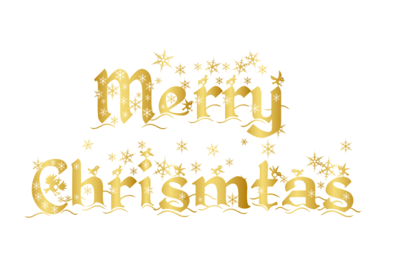 Merry Christmas Gold Text Beautiful Illustrations