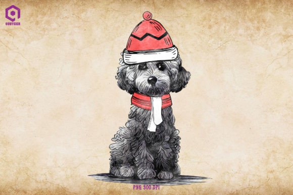 Poodle Cozy Christmas Illustration