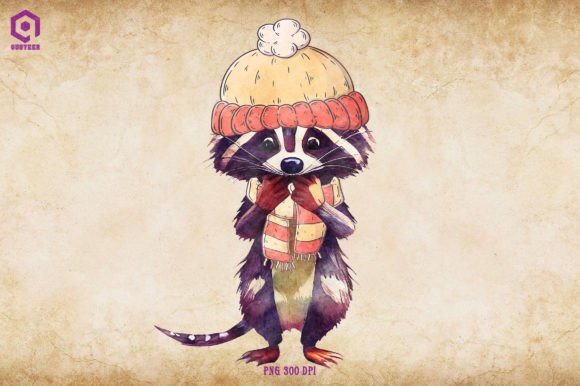 Raccoon Cozy Christmas Illustration for Branding