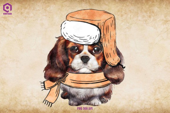 Spaniel Cozy Christmas Illustrations for Local Business Branding
