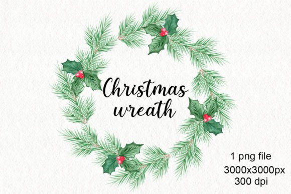 Watercolor Holly Christmas Wreath Design Review
